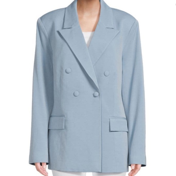 We wore what double breasted blazer women size medium Storm Baby blue NWT - Picture 9 of 9